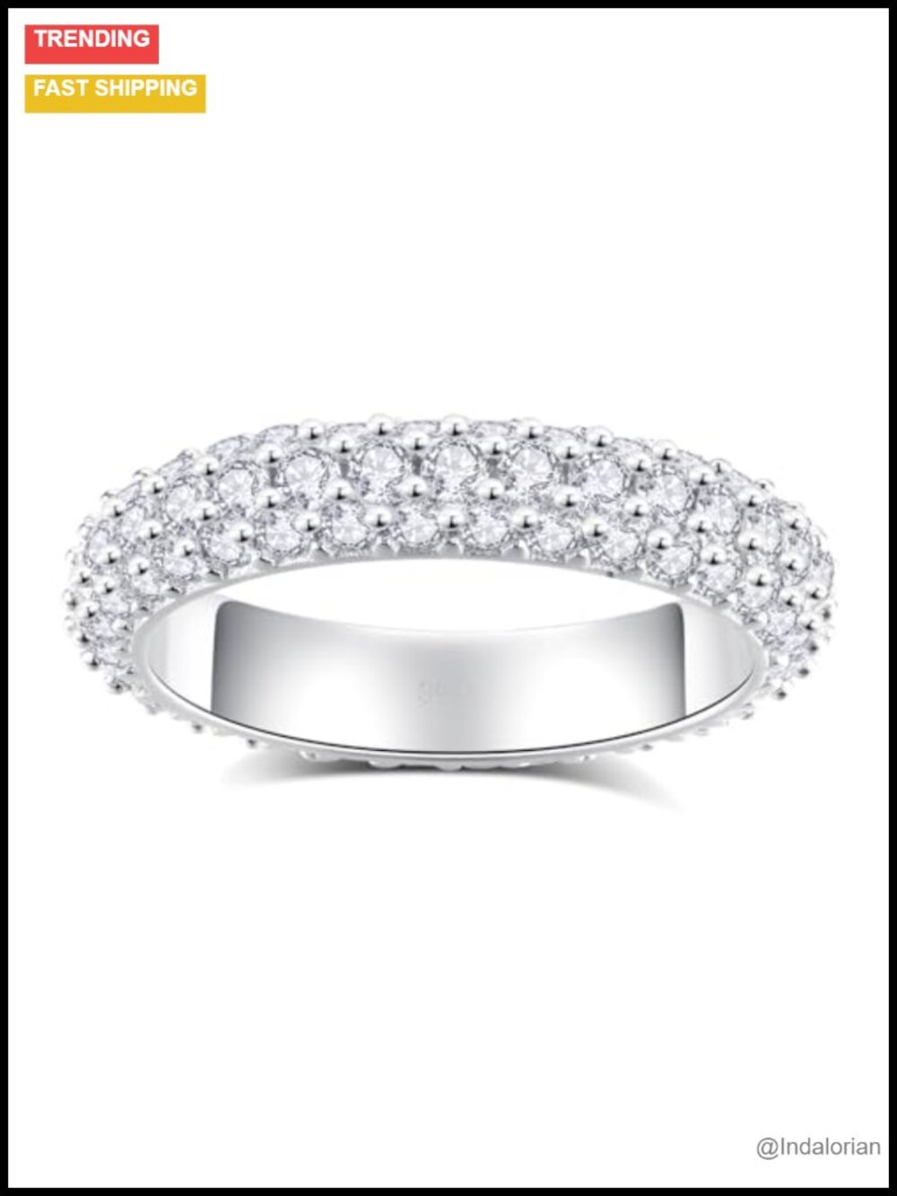 Moissanite Eternity Wedding Ring S925 Sterling Silver 18K White Gold Plated